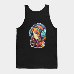 Cute headphone anime girl Tank Top